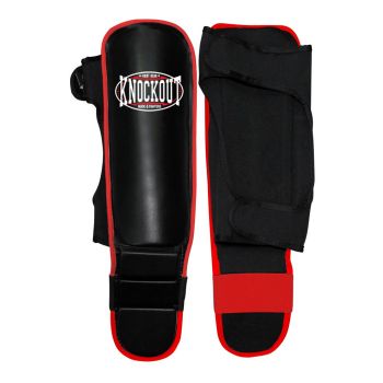 Shin in Step With Neoprene Straps Black / red Pipping 